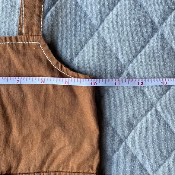 Janie and Jack Baby Girl 18-24M Twill Contrast Stitch Bow Romper Soft Caramel - Picture 10 of 11